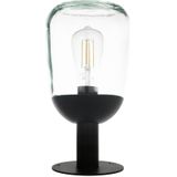 EGLO Buitenlamp Donatori, 1-vlammige buitenlamp vintage, retro, sokkellamp van gegoten aluminium in zwart en helder glas, buitenlamp met E27-fitting,