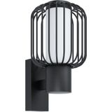 EGLO Buitenwandlamp Ravello, 1-vlammige buitenlamp modern, wandlamp van verzinkt staal in zwart en kunststof in wit, buitenlamp met E27-fitting, IP44