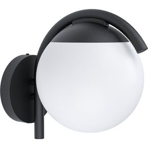 EGLO Buitenwandlamp Prata Vecchia, 1-vlammige buitenlamp modern, minimalistisch, wandlamp van verzinkt staal in zwart en kunststof in wit, buitenlamp met E27-fitting, IP44