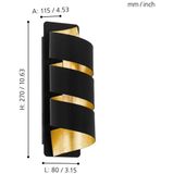 EGLO - Elizondo Wandlamp - Zwart/Goud - E14 - 27 cm