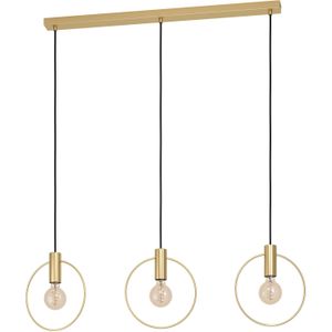 EGLO Manizales Hanglamp, minimalistische en elegante slaapkamerkroonluchter met 3 vlammen, plafondlamp voor woonkamer of eetkamer van geborsteld messing, E27-fitting