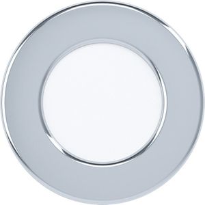 Eglo Fueva 5 Led-inbouwspot, ledspot van staal met een kunststof lichtoppervlak,badkamerspot in chroom en wit, lage inbouwdiepte 26 mm, neutraal wit, IP44, diameter 8,6 cm