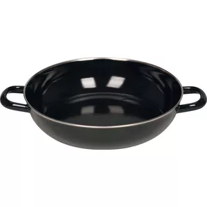 Riess, 0459-022, Oma's stoofpan met glazen deksel 28 cm, CLASSIC emaille pannen, emaille, zwart, hoogte 9 cm, diameter 28 cm, diameter