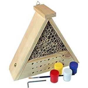 Windhager Bee 06944 Bouwpakket voor insectenhotel, bijenhotel, bijenhuis, insectenhuis, nestkast, inclusief kleurset om te beschilderen