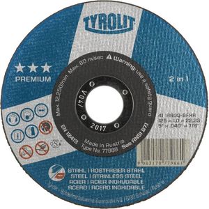 Tyrolit Doorslijpschijf A30Q-BFXA T41 125x2.5x22.23mm staal/inox