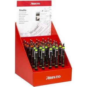 Aristo vulpotlood - Studio Art series - display met 30 stuks - lijnbreedte 0.5/0.7mm - hardheid HB - met gum - assorti kleuren - AR-VD85903
