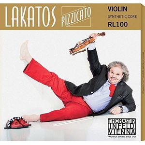 Thomastik Lakatos Pizzicato enkele snaar voor 4/4 viool, elektrisch touw, roestvrij staal, middelgroot, afneembare bal
