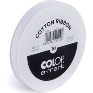 COLOP - COLOP e-mark - Wit Katoenen Band 10 mm x 25 m - 1 Stuk