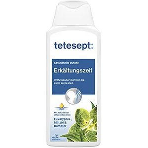 Tetesept Verkoudde douchegel, brengt merkbare verlichting van de verkoudheidssymptomen, bevrijdt de luchtwegen met eucalyptusolie en vechters, intensieve geur door natuurlijke werkzame stoffen, 250 ml