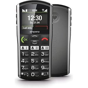 Emporia SIMPLICITY Handy, 2 Zoll Farbdisplay, große Tasten, SOS-Taste, Ladestation, M4/T4, kompatibel mit Hörgeräten, Bluetooth, Black (Italien)
