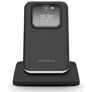 Emporia JOY-LTE 4G Seniorenmobiele telefoon, hoog volume, 2,8 inch kleurendisplay, 3 sneloproeptoetsen, grote toetsen, laadstation, 2 MP camera, zwart (Italië)