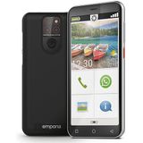 emporia SMART.5 Mini, mobiele telefoon voor senioren, 4G Volte, senior smartphone zonder abonnement, mobiele telefoon met noodknop, 4,95 inch display, Android 13, 13 MP camera, zwart