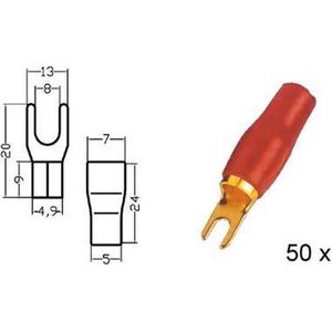 Kabelvork geisoleerd VERGULD rood 10mm - 7AWG diam 8.5mm