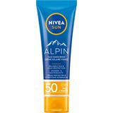 NIVEA SUN ALPIN Zonnebrandcrème gezicht SPF 50 (1 x 50 ml), hydraterende winterzonnebrandcrème, UVA/UVB-zonnebrandcrème voor alle huidtypes