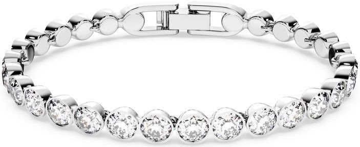 Swarovski Tennis armband, Ronde slijpvorm, Wit, Rodium toplaag