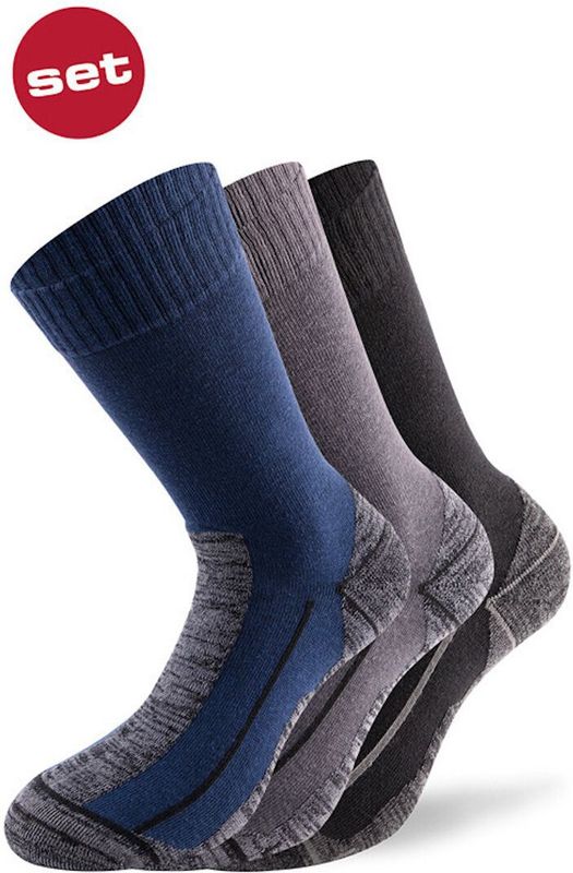 Lenz - Performance - Multisportsokken - Zwart/Antraciet - Katoen/Polyester/Polyamide/Elastaan - 3 Paar