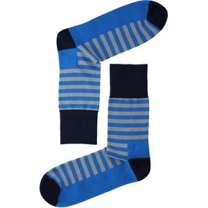 Lenz - Think About - Sokken - Blauw/Grijs gestreept - 2-Pack - Maat 45-47