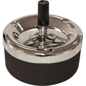 Ronde draaiasbak/drukasbak zwart/chroom 11 cm - Terrasasbak - Stormasbak