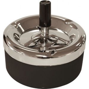 Ronde draaiasbak/drukasbak zwart/chroom 13 cm - Terrasasbak - Stormasbak