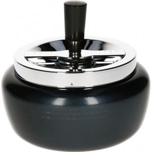 Draaiasbak/terrasasbak - zwart - dia 13 cm - Buiten asbakken - metaal - Tuin artikelen