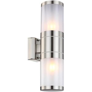 Globo Lighting Globo Buitenlamp staaledelstaal, 2x E27 - zilver Roestvrij staal 32014-2