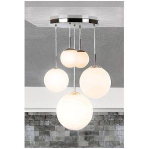 Hängelampe 5-flammig aus Metall und satiniertem Glas BALLA