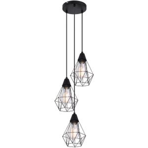 Retro Decken Pendel Lampe schwarz Wohn Ess Zimmer Beleuchtung Käfig Hänge Leuchte Globo 15351-3HR