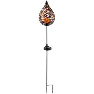 LED Solar Lampe Flammen Optik Glas Kugel Steck Strahler gold Garten Erdspieß Lampe Globo 33531