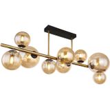 GLOBO LIGHTING Deckenleuchte Deckenleuchte Wohnzimmer LED Deckenlampe Deckenstrahler Amber Kugeln, Glaskugeln, LED wechselbar, Warmweiß, Messing Farben