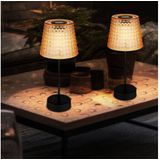 Globo - led Außenlampe Solarlampe Tischleuchte Gartendeko Kristallleuchte, amber schwarz Kunststoff, Akku IP44, 3000K warmweiß, 2er Set, h 29 cm