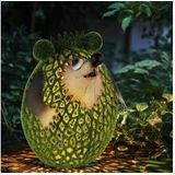 Solarleuchte Igel Gartenfigur Dekoleuchte Balkonleuchte Terrasse, IP44, Akku, braun grün, 1x led, LxBxH 16x18,5x21 cm