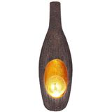 LED Solarleuchte, Rattan Design, Glas Kugel, gold, H 45,5 cm