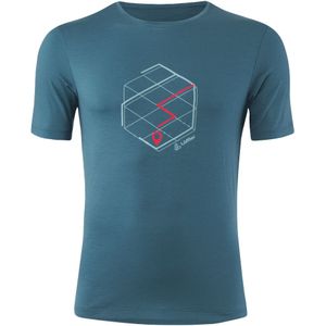 Loeffler - M Printshirt Tracking Merino Light - T-shirt - Blauw - Korte Mouwen