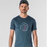 Loeffler - M Printshirt Tracking Merino Light - T-shirt - Blauw - Korte Mouwen