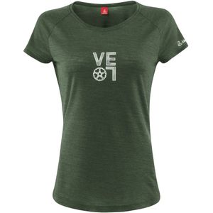 Loeffler - W Printshirt Velo - T-shirt - Olijf Groen - Korte Mouwen - Merino en Tencel™