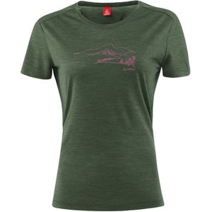 Loeffler - W Printshirt Country Merino - T-shirt - Olijf Groen - Merino Wol en Tencel™