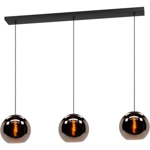 Hanglamp Cordoba 3-lichts zwart met koper glas
