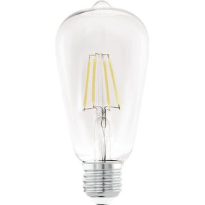EGLO Filament LED lamp E27, Edison gloeilamp voor retro verlichting, 7 Watt (60w equivalent), 806 Lumen, lichtbron warm wit, 2700 Kelvin, ST64, Ø 6,4 cm