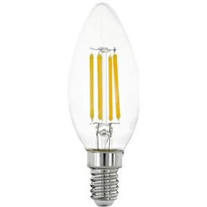 EGLO Filament LED lamp E14, kaars gloeilamp voor retro verlichting, 4 Watt (40w equivalent), 470 Lumen, lichtbron warm wit, 2700 Kelvin, C35, Ø 3,5 cm