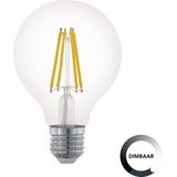EGLO Filament LED lamp E27 dimbaar, Edison globe gloeilamp voor retro verlichting, 7,5 Watt (60w equivalent), 806 Lumen, lichtbron warm wit, 2700 Kelvin, G80, Ø 8 cm