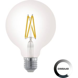 EGLO Filament LED lamp E27 dimbaar, Edison globe gloeilamp voor retro verlichting, 7,5 Watt (60w equivalent), 806 Lumen, lichtbron warm wit, 2700 Kelvin, G95, Ø 9,5 cm