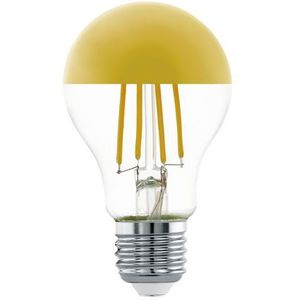 EGLO Filament LED koepel lamp E27, half spiegel Edison gloeilamp met gouden kroon, 7,5 Watt (60w equivalent), 806 Lumen, lichtbron niet verblindend, warm wit, 2700 Kelvin, A60, Ø 6 cm