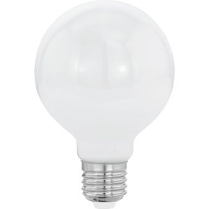 EGLO LED lamp E27, Edison globe gloeilamp Milky, 7 Watt (60w equivalent), 806 Lumen, lichtbron warm wit, opaal glas, 2700 Kelvin, G80, Ø 8 cm