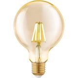 EGLO Filament LED lamp E27, amber vintage Edison globe gloeilamp voor retro verlichting, 4 Watt (31w equivalent), 350 Lumen, lichtbron warm wit, 2200 Kelvin, G95, Ø 9,5 cm