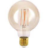 EGLO Filament LED lamp E27, amber vintage Edison globe gloeilamp voor retro verlichting, 4 Watt (31w equivalent), 350 Lumen, lichtbron warm wit, 2200 Kelvin, G95, Ø 9,5 cm