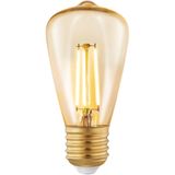 EGLO Filament LED lamp E27, amber vintage Edison gloeilamp voor retro verlichting, 4 Watt (26w equivalent), 270 Lumen, lichtbron warm wit, 2200 Kelvin, ST48, Ø 4,8 cm
