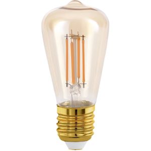 EGLO E27 ledlamp, zuigervorm, Edison-gloeilamp, vintage en retro verlichting, 4 watt (komt overeen met 26 watt), 270 lumen, warm wit, amber, 2200 Kelvin, ST48, Ø 4,8 cm