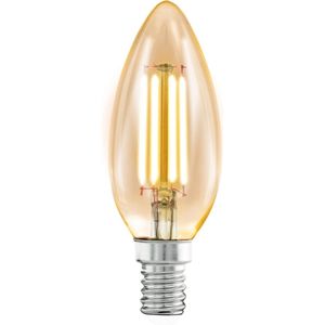 EGLO Filament LED lamp E14, amber vintage kaars gloeilamp voor retro verlichting, 4 Watt (26w equivalent), 270 Lumen, lichtbron warm wit, 2200 Kelvin, C35, Ø 3,5 cm
