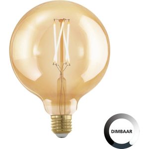 EGLO Filament LED lamp E27 dimbaar, Golden vintage Edison globe gloeilamp voor retro verlichting, 4 Watt (28w equivalent), 300 Lumen, lichtbron warm wit, 1700 Kelvin, G125, Ø 12,5 cm