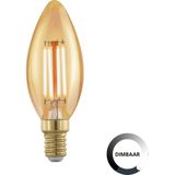 EGLO Led-gloeilamp E14 dimbare Edison lamp gouden vintage kaarsvorm retro verlichting 4 Watt (komt overeen met 28 watt) 300 lumen warmwit goud 1700 Kelvin C35 Ø 3,5 cm